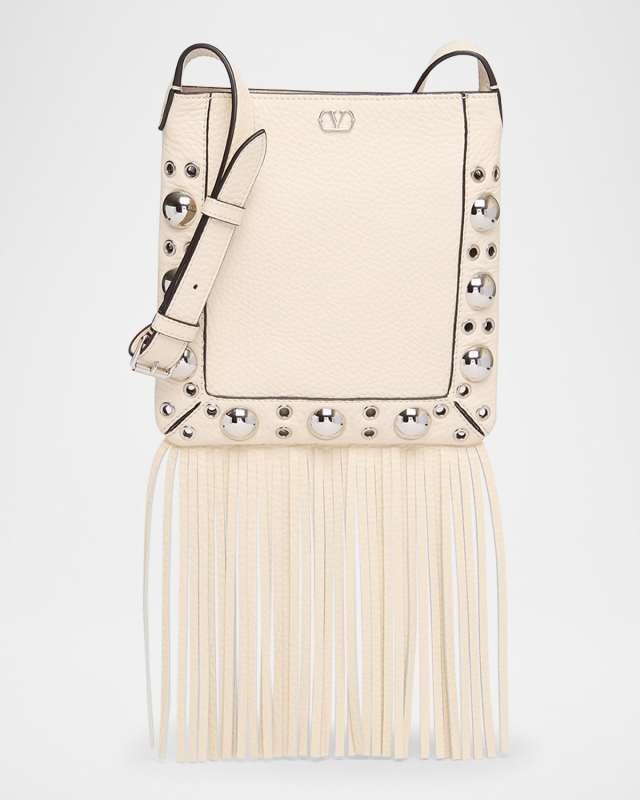 Nellcote Small Fringe Studded Leather Crossbody Bag